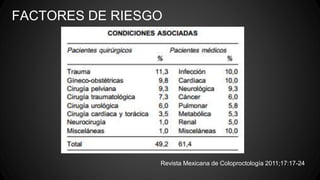 FACTORES DE RIESGO
Revista Mexicana de Coloproctología 2011;17:17-24
 