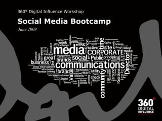 360° Digital Influence Workshop

Social Media Bootcamp
June 2009
 