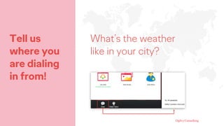 Tell us
where you
are dialing
in from!
What’s the weather
like in your city?
 