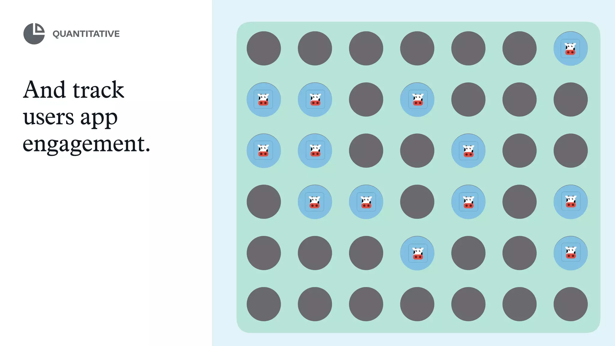 And track
users app
engagement.
QUANTITATIVE
 