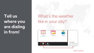 Tell us
where you
are dialing
in from!
What’s the weather
like in your city?
 