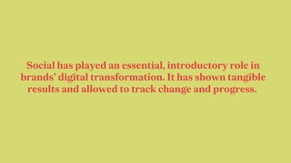 Social has played an essential, introductory role in
brands’ digital transformation. It has shown tangible
results and all...