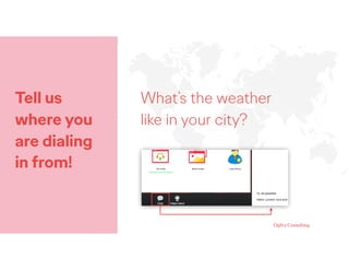 Tell us
where you
are dialing
in from!
What’s the weather
like in your city?
 