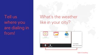 Tell us
where you
are dialing in
from!
What’s the weather
like in your city?
 