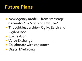 DiversificationOgilvy PR is a global, integrated communications firm that blends proven PR methodologies with cutting edge digital advances to craft strategic programs that give clients winning and measurable results whether marketing, public education, issues management or crisis communications.