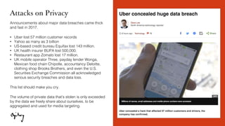#OgilvyTrends2018
Attacks on Privacy
Announcements about major data breaches came thick
and fast in 2017.
• Uber lost 57 m...