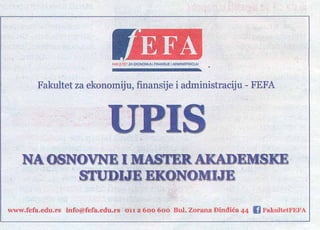 Upis na osnovne i master studije FEFA, 24 sata, 8. 9. 2014.