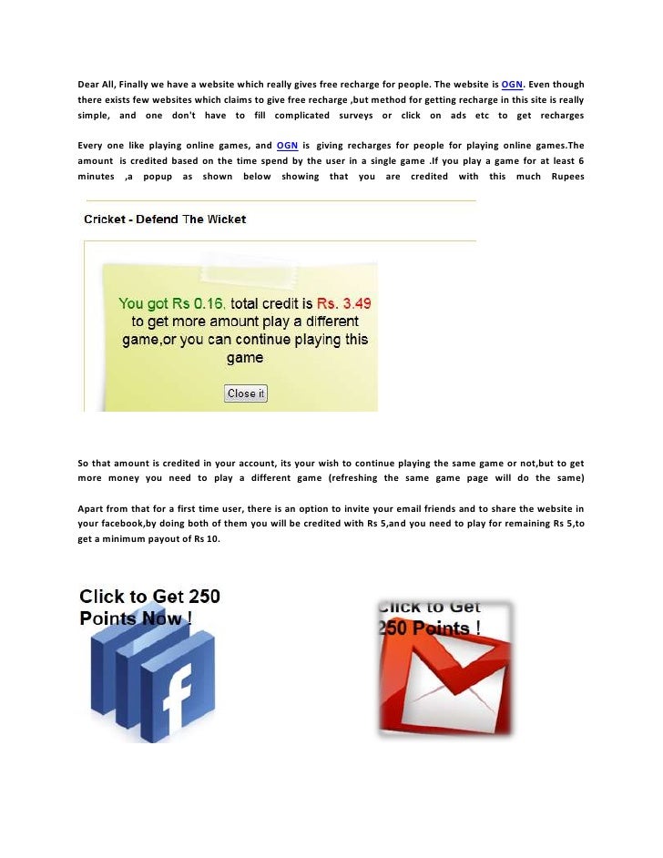 Free Mobile Recharge by Playing Online Games