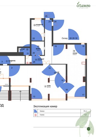 129 Лист
14
План помещений с расположением видеосетей на отм. 0,000
2
9
10
11
12
13
14
15
S
S
6,02 м2
53,62 м2
9,02 м2
59,76 м2
м2 11,49 м2
2,91 м2 7,66 м2
11,71 м2
20,30 м2
КАССИР
КУХНЯ
КАФЕ
ЛЛ
МОЙКА
ГАРДЕРОБ
ОД
БАР
КОРИДОР
КОНДИТЕР
2
3
13
14
15
16
17
1819
2021
22
23 24
25
26
Экспликация камер
Камера 30 шт.
Cервер 1 шт.
28 29 30Cклад
 