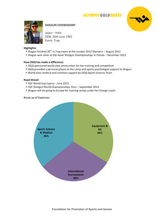 Foundation for Promotion of Sports and Games
!
!
"#$%&'!(#)*+#$,-!
!
!"#$%&'(')*+#"'
,-./'0123'!%*4'5678'
9:4*2/';&"$'
'
#./01./0234!
• <3"=%*'>#*#?34+'0@23
'#*';&"$'4:4*2'"2'234'AB*+B*'0@50'-CDE$#F?'G'H%=%?2'0@50'
• <3"=%*'IB*'?#C:4&'"2'234'H?#"*'<3B2=%*'J3"E$#B*?3#$?'#*'K"2#"C"'G',4F4EL4&'0@50'
!
#56!)%7!083!98:;!8!:.<<;=;>?;4!
• -MN'?$B*?B&4+'IB&C+'FC"??'"EE%*#2#B*'>B&'34&'2&"#*#*='"*+'FBE$42#2#B*''
• -MN'$&B:#+4+'"'$4&?B*"C'$3D?#B'"2'234'F"E$'"*+'?$B&2?'$?DF3BCB=#?2'?%$$B&2'2B'<3"=%*'
• OB&C+'FC"??'E4+#F"C'"*+'*%2#B*'?%$$B&2'LD'-MN'<$B&2?'<F#4*F4';4"E'
!
,58:!$0;8:4!
• )<<P'OB&C+'J%$'JD$&%?'('!%*4'0@58'
• )<<P'<3B2=%*'OB&C+'J3"E$#B*?3#$?Q'K4&%'G'<4$24EL4&'0@58'
• <3"=%*'I#CC'L4'=B#*='2B'9%&B$4'>B&'2&"#*#*='F"E$?'%*+4&'34&'>B&4#=*'FB"F3'
!
@=;8A!BC!5<!DEC;>3;34!
!
!
DFB.C9;>2!G!
H.2!
IJK!
L>2;=>8M5>81!
N5B=>89;>23!
IOK!
"C5=23!"?.;>?;!
G!P;:.?81!
IQK!
 