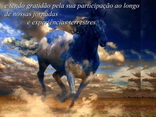 e tendo gratidão pela sua participação ao longo de nossas jornadas  e experiências terrestres.   