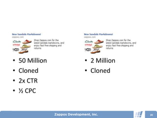 •   50 Million   • 2 Million
•   Cloned       • Cloned
•   2x CTR
•   ½ CPC


                               20
 