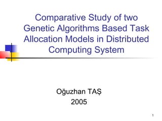 1
Comparative Study of two
Genetic Algorithms Based Task
Allocation Models in Distributed
Computing System
Oğuzhan TAŞ
2005
 