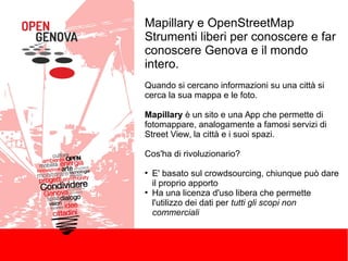 Open Genova: mapillary e osm - WLM Genova 2014