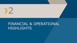 2
FINANCIAL & OPERATIONAL
HIGHLIGHTS
 
