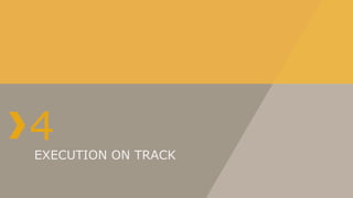 4
EXECUTION ON TRACK
 