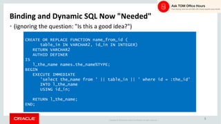 AskTOM Office Hours - Dynamic SQL in PL/SQL | PDF