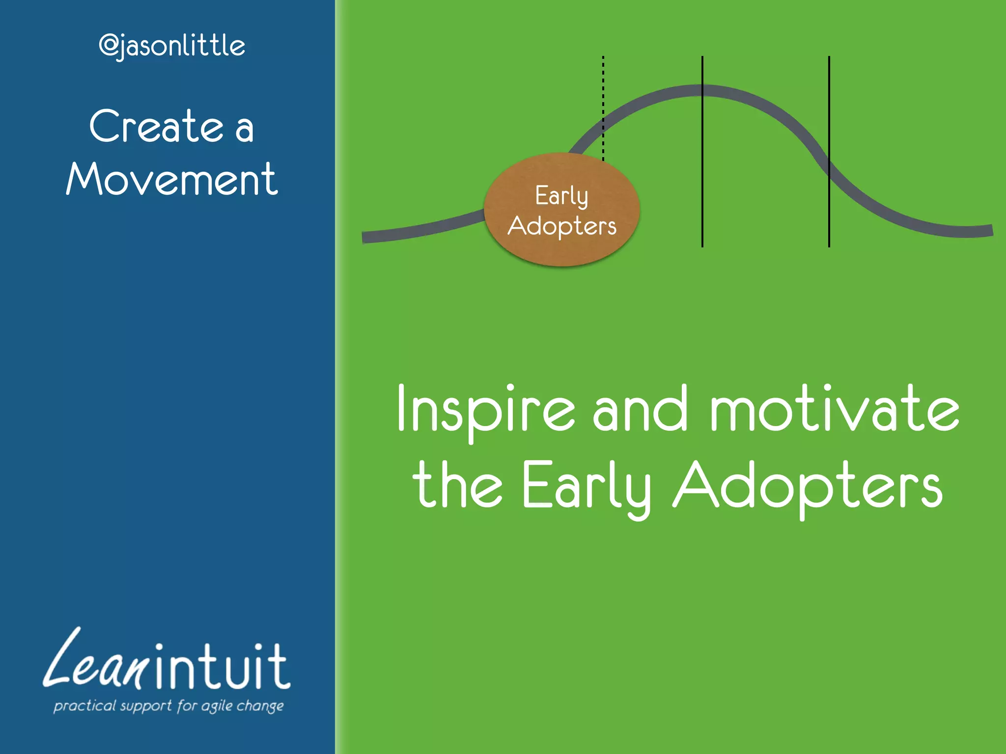 @jasonlittle
Create a
Movement Early
Adopters
Inspire and motivate
the Early Adopters
 