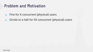 Problem and Motivation
■ Fine for X concurrent (physical) users
■ Grinds to a halt for 5X concurrent (physical) users
 