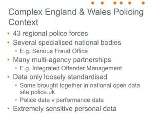 Complex England & Wales Policing
Context
• 43 regional police forces
• Several specialised national bodies
• E.g. Serious ...