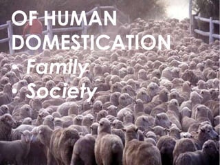 OF HUMAN
DOMESTICATION
• Family
• Society

 