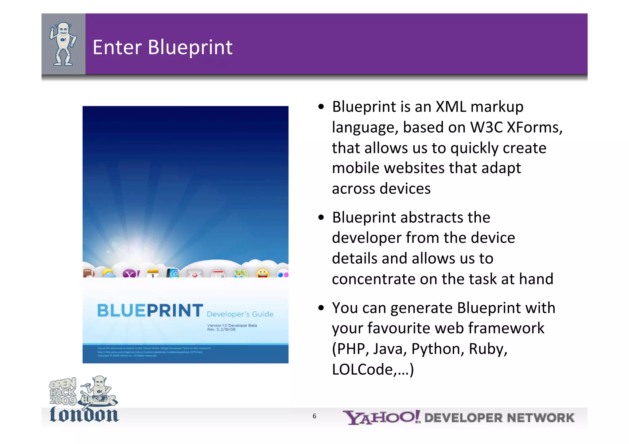 Blueprint talk at Open Hackday London 2009
