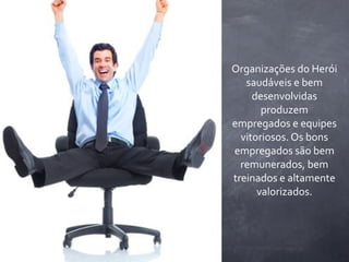 Organizações	
  do	
  Herói	
  
   saudáveis	
  e	
  bem	
  
     desenvolvidas	
  
       produzem	
  
empregados	
  e	
  equipes	
  
  vitoriosos.	
  Os	
  bons	
  
empregados	
  são	
  bem	
  
  remunerados,	
  bem	
  
treinados	
  e	
  altamente	
  
      valorizados.
 