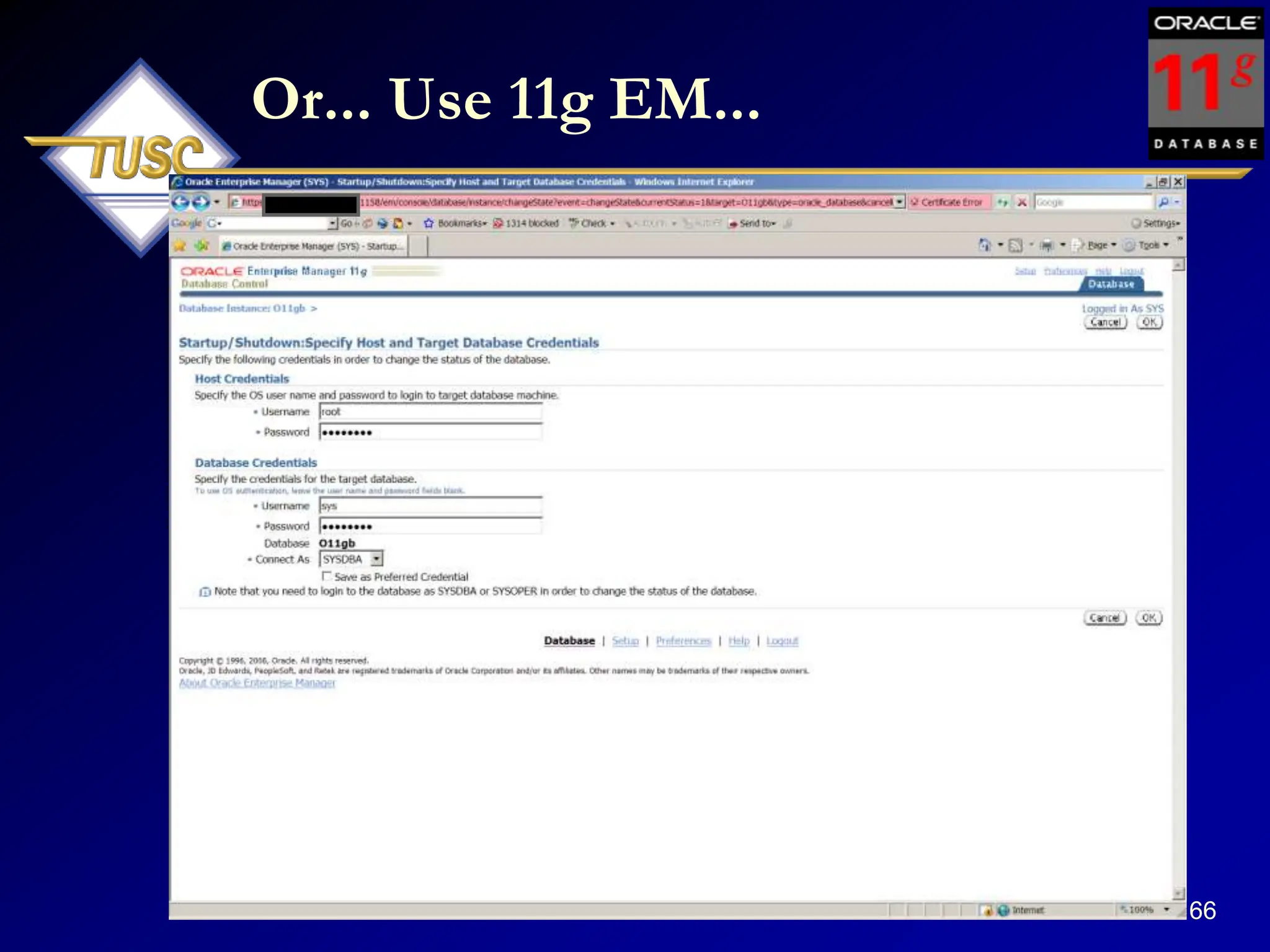 66
Or... Use 11g EM...
 