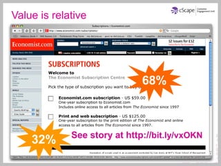Value is relative




                              68%



             See story at http://bit.ly/vxOKN
    32%
 