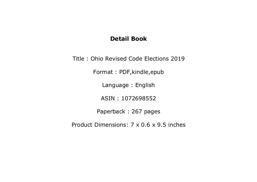 [E.B.O.O.K] LIBRARY Ohio Revised Code Elections 2019 'Full_Pages'