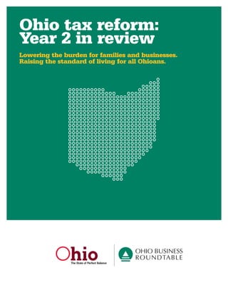 Ohio tax reform:
Year 2 in review
Lowering the burden for families and businesses.
Raising the standard of living for all Ohioans.
 