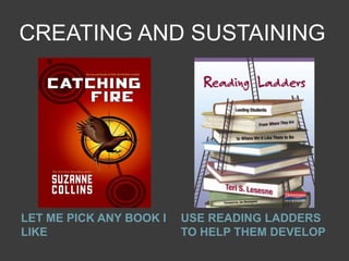 CREATING AND SUSTAINING




LET ME PICK ANY BOOK I   USE READING LADDERS
LIKE                     TO HELP THEM DEVELOP
 