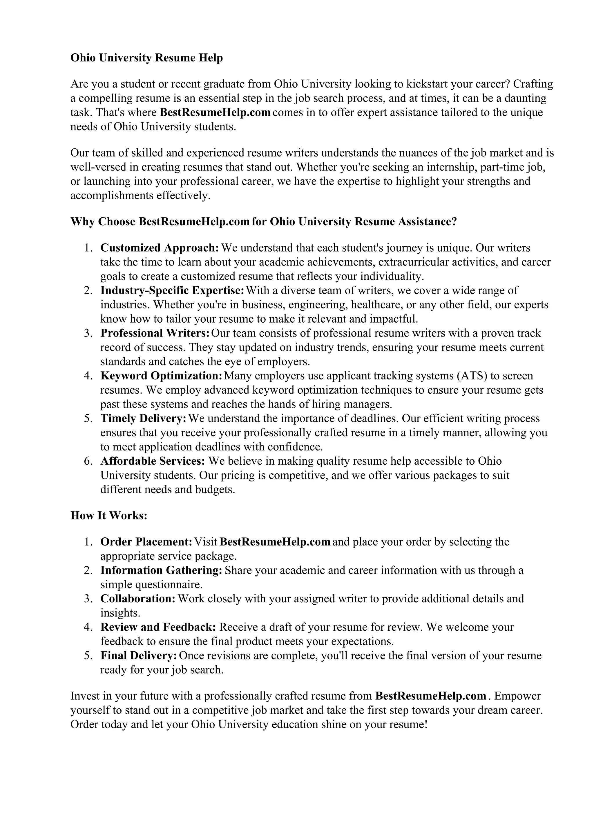 Ohio University Resume Help PDF - Ohio University Resume Help 1 2048 