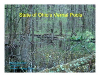 State of Ohio’s Vernal Pools




Mick Micacchion
Ohio EPA
Wetland Ecology Group
 