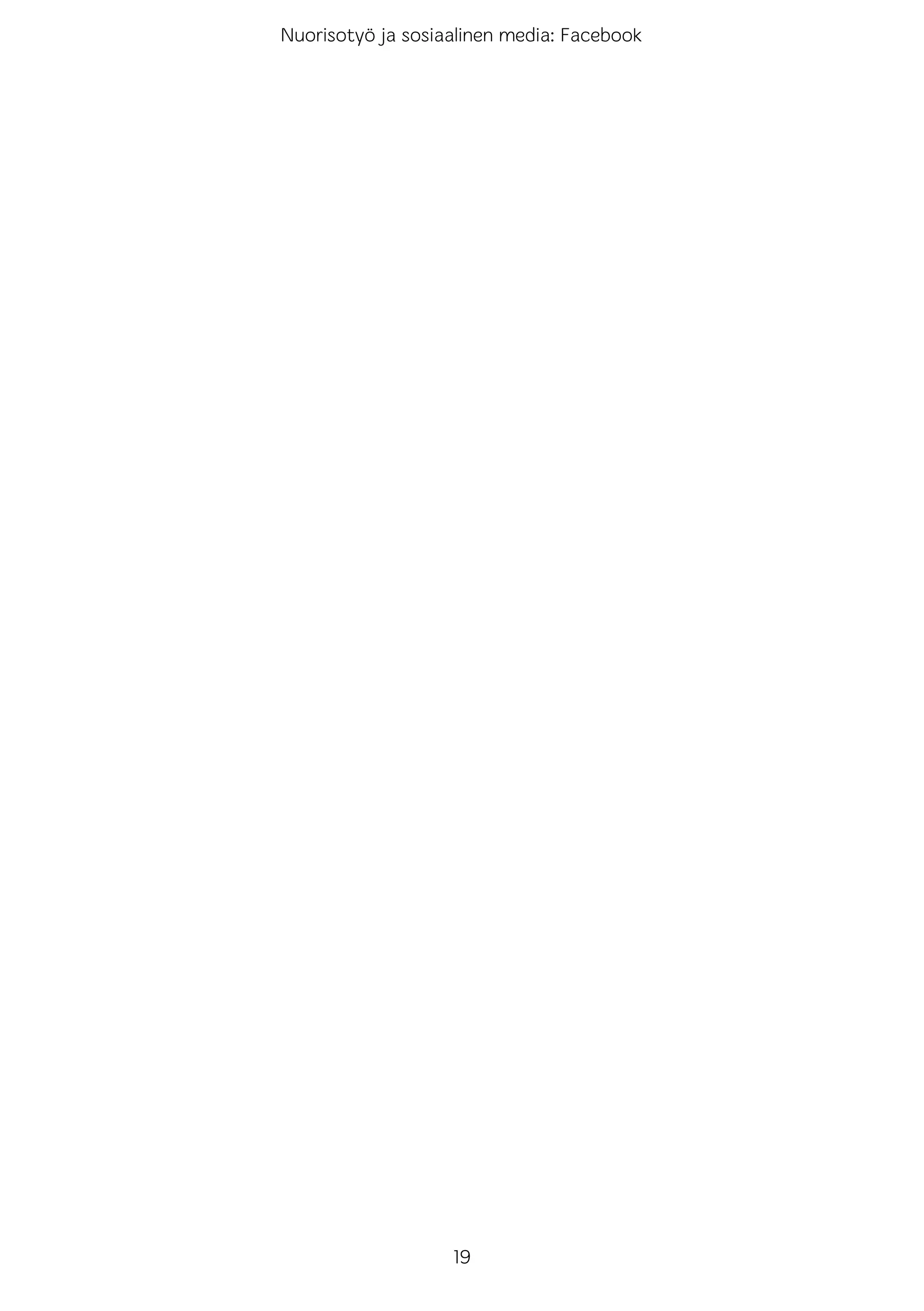 Nuorisotyö ja sosiaalinen media: Facebook




                   19
 