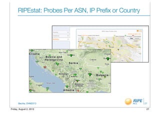 BecHa, OHM2013
RIPEstat: Probes Per ASN, IP Prefix or Country
27
27Friday, August 2, 2013
 