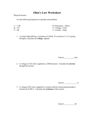 Ohm's law worksheet ccp | PDF