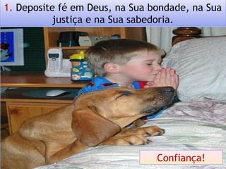 1. Deposite fé em Deus, na Sua bondade, na Sua
justiça e na Sua sabedoria.
Confiança!
 