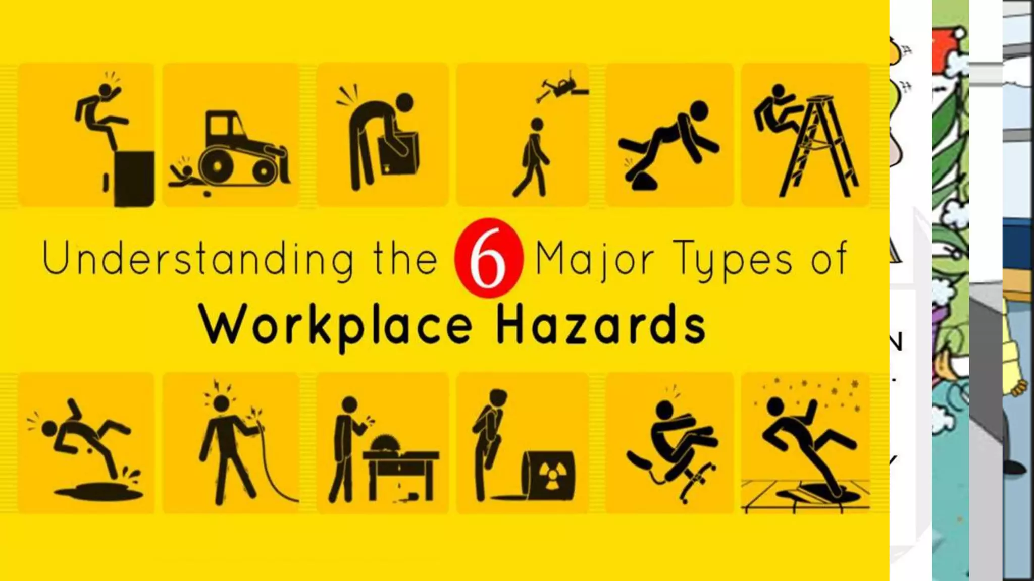 A workplace hazard refers to a situation within the workplace that has the potential to
cause injury or adverse health effects for people and damage to the plant and/or equipment.
Hazards are present at every workplace and come from a wide number of sources.
Identifying and eliminating them is a major component of maintaining a safe workplace.
 