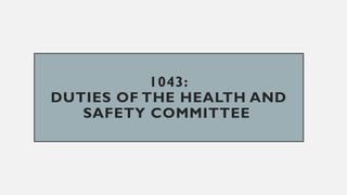 Rule 1040: Safety Committee and Their Responsibility | PPTX