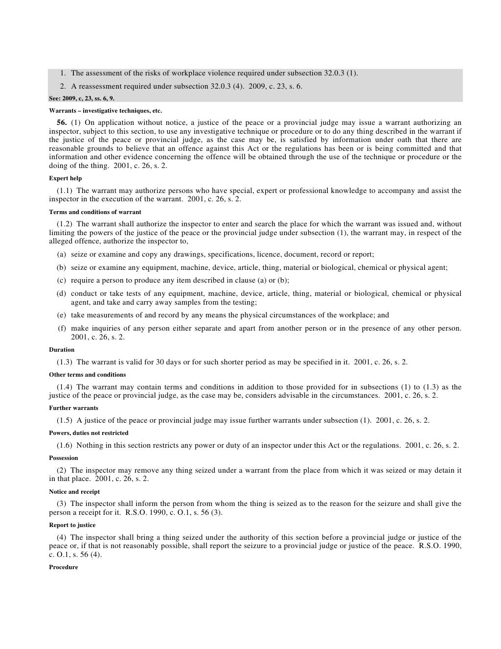 Occupational Health and Safety Act