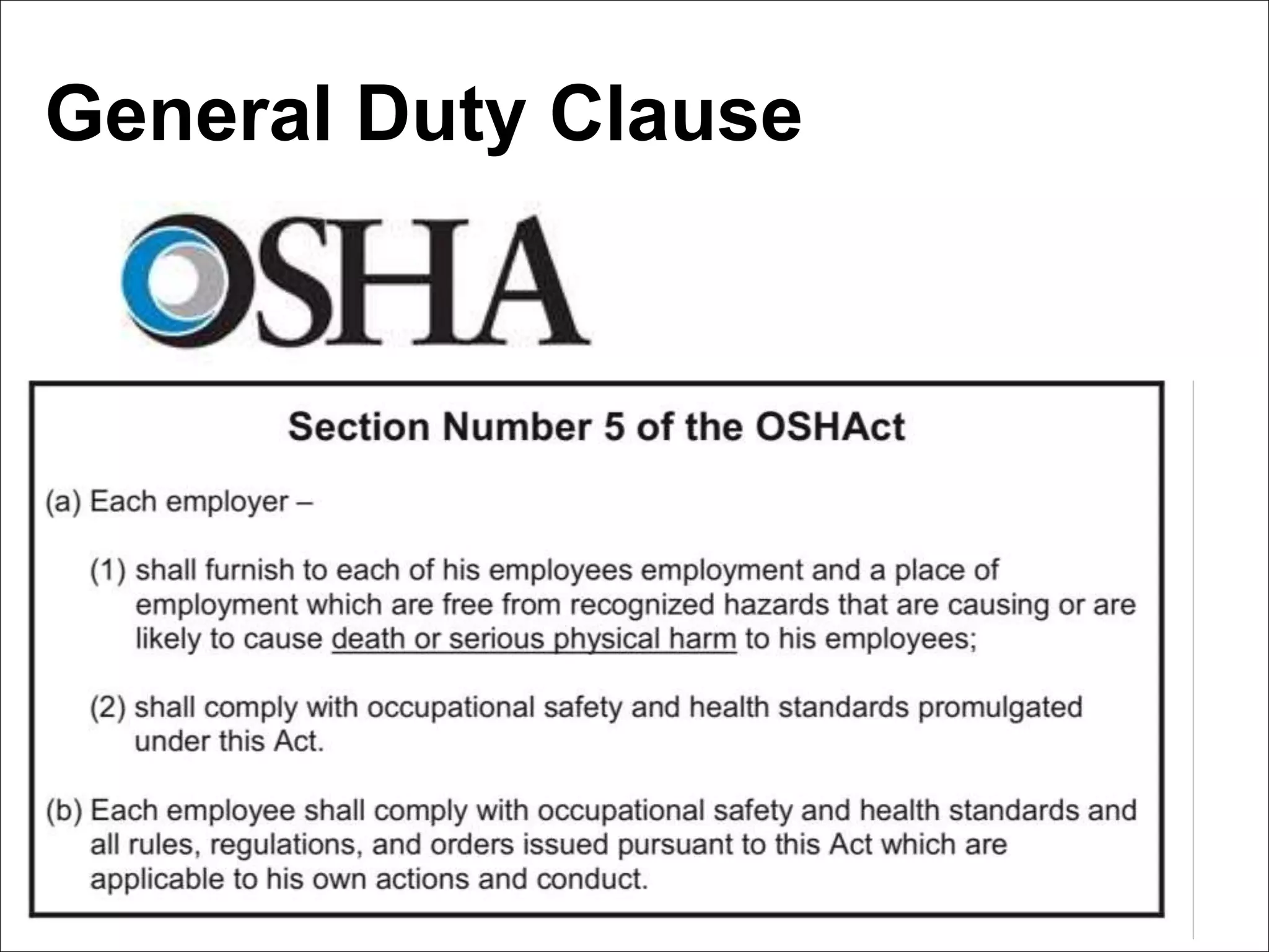General Duty Clause
 
