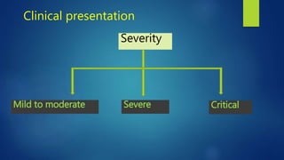 Clinical presentation
Severity
CriticalMild to moderate Severe
 