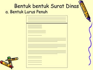 Bentuk bentuk Surat Dinas a. Bentuk Lurus Penuh 