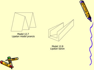 Model 12.7 Lipatan model prancis Model 12.8 Lipatan baron 