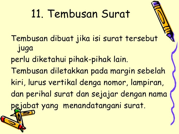 surat tembusan isi surat menyurat