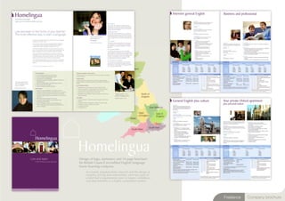 Th




     Design of logo, stationery and 14 page brochure
     for British Council accredited English language
     home learning company.
         Accurately targeted photo research and the design of
         complex pricing data information, were key parts of
         a brief that’s requirements were to inspire confidence
         and dependability in a highly competitive market




                                                                  Freelance   Company brochure
 