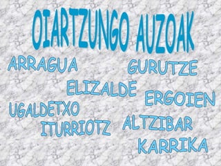 OIARTZUNGO AUZOAK ERGOIEN GURUTZE ITURRIOTZ ARRAGUA ALTZIBAR ELIZALDE KARRIKA UGALDETXO 
