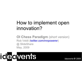 How to implement open innovation? OI Chess Paradigm  (short version) Rob Veldt ( twitter.com/innpowerer ) @ SlideShare May, 2009 