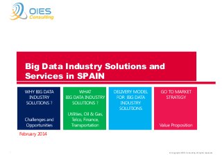 Consulting

Big Data Industry Solutions and
Services in SPAIN

February 2014

1

© Copyright OIES Consulting All rights reserved.

 